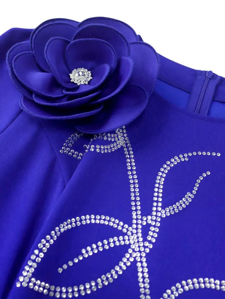 AOMEIDRESS Pretty Church Dresses Blue Pleated Flower Dress