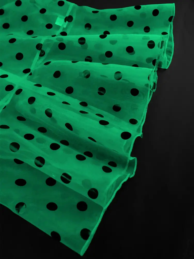 AOMEIDRESS Printed Polka Dot Sheer Blouses Half High Collar 3/4 Sleeves Peplum Waist Belt