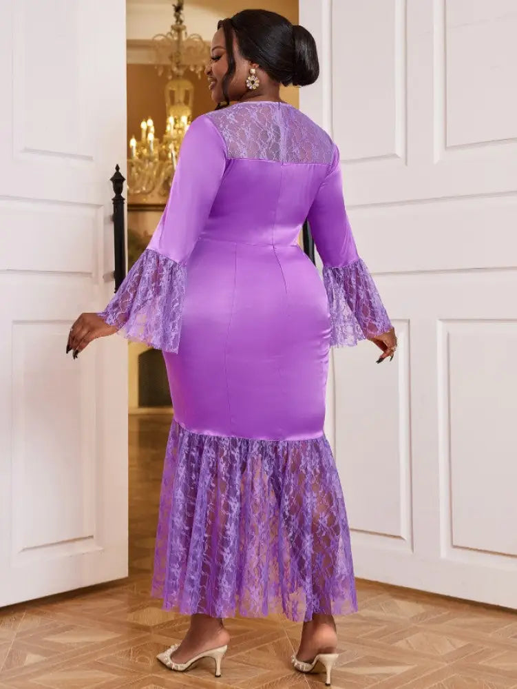 long flare sleeve bodycon dress