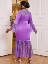 long flare sleeve bodycon dress