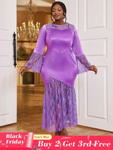 purple o neck maxi dresses for women