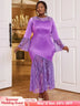 purple o neck maxi dresses for women