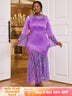 purple o neck maxi dresses for women