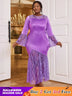 purple o neck maxi dresses for women
