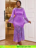 purple o neck maxi dresses for women