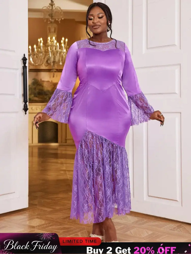 purple o neck maxi dresses for women