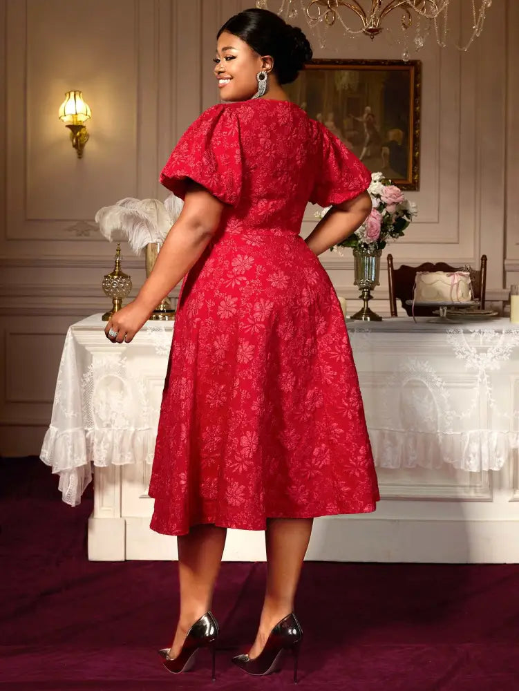 AOMEIDRESS Puff Sleeve Dress Classic A Line Fit for Curvy Chic Style


