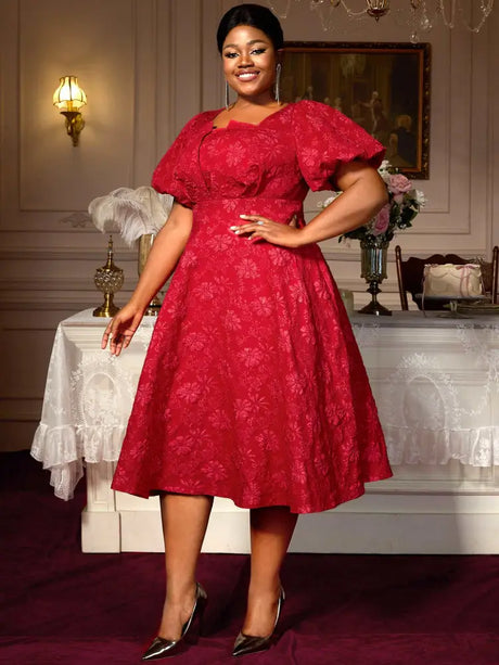 This stylish A line dress is perfect for plus size wedding guest dresses birthday outfits and plus size prom dresses

