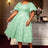 AOMEIDRESS Puff Sleeve Jacquard Dress Classic A Line Fit for Curvy Chic Style LightGreen / S Dress