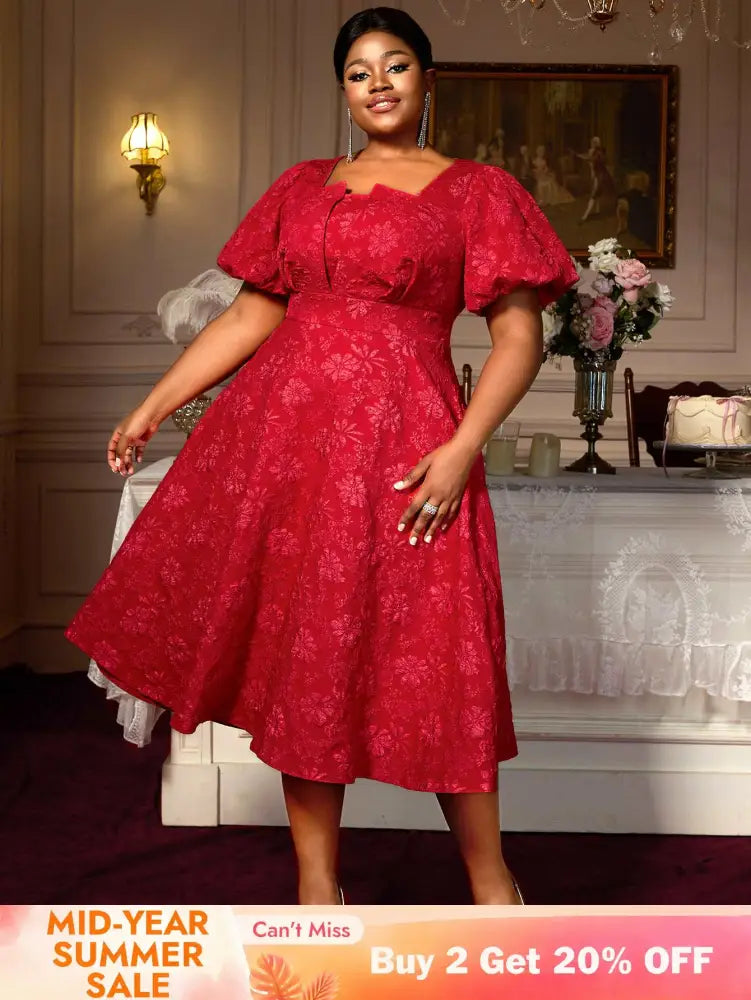 AOMEIDRESS Puff Sleeve Dress Classic A Line Fit for Curvy Chic Style
