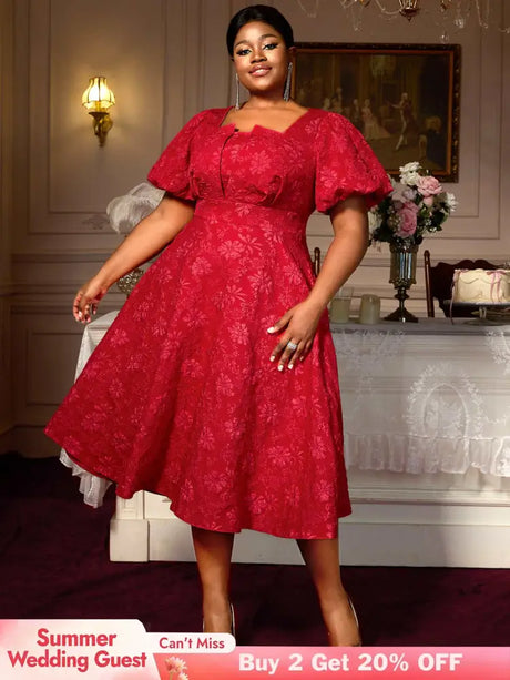AOMEIDRESS Puff Sleeve Dress Classic A Line Fit for Curvy Chic Style
