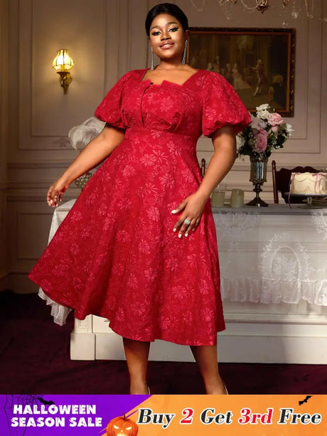 AOMEIDRESS Puff Sleeve Dress Classic A Line Fit for Curvy Chic Style
