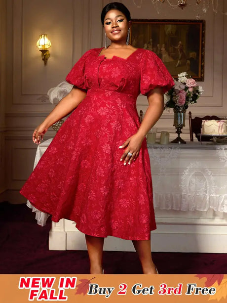 AOMEIDRESS Puff Sleeve Dress Classic A Line Fit for Curvy Chic Style
