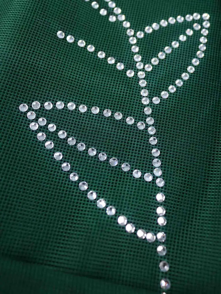 AOMEIDRESS Puff Sleeve Plaid A Line Dress with Rhinestone Office Style

