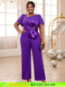 asymmetrical neck purple jumpsuits for women