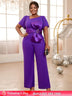 asymmetrical neck purple jumpsuits for women