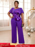 asymmetrical neck purple jumpsuits for women