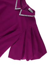 AOMEIDRESS Purple Red Business Dinner Outfit Puff Sleeve Lace
