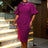 AOMEIDRESS Purple Business Dinner Outfit Mandarin Collar Puff Sleeve
