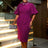 AOMEIDRESS Purple Business Dinner Outfit Mandarin Collar Puff Sleeve
