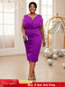 AOMEIDRESS Purple Dress O Neck Tulle Long See Through Sleeve Petals Purple / S