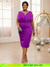 AOMEIDRESS Purple Dress O Neck Tulle Long See Through Sleeve Petals Purple / S