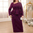 AOMEIDRESS Purple maxi Dress Asymmetrical Neck Long Sleeve Peplum Purple / S