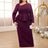 AOMEIDRESS Purple maxi Dress Asymmetrical Neck Long Sleeve Peplum Purple / S