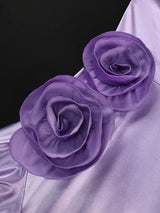 AOMEIDRESS Purple Satin Halter Bodycon Dress Irregular Ruffle Hem