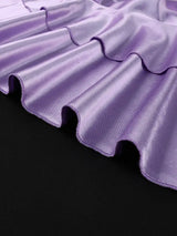 AOMEIDRESS Purple Satin Halter Bodycon Dress Irregular Ruffle Hem