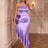 AOMEIDRESS Purple Satin Halter Bodycon Dress Irregular Ruffle Hem Purple / S