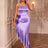 AOMEIDRESS Purple Satin Halter Bodycon Dress Irregular Ruffle Hem Purple / S
