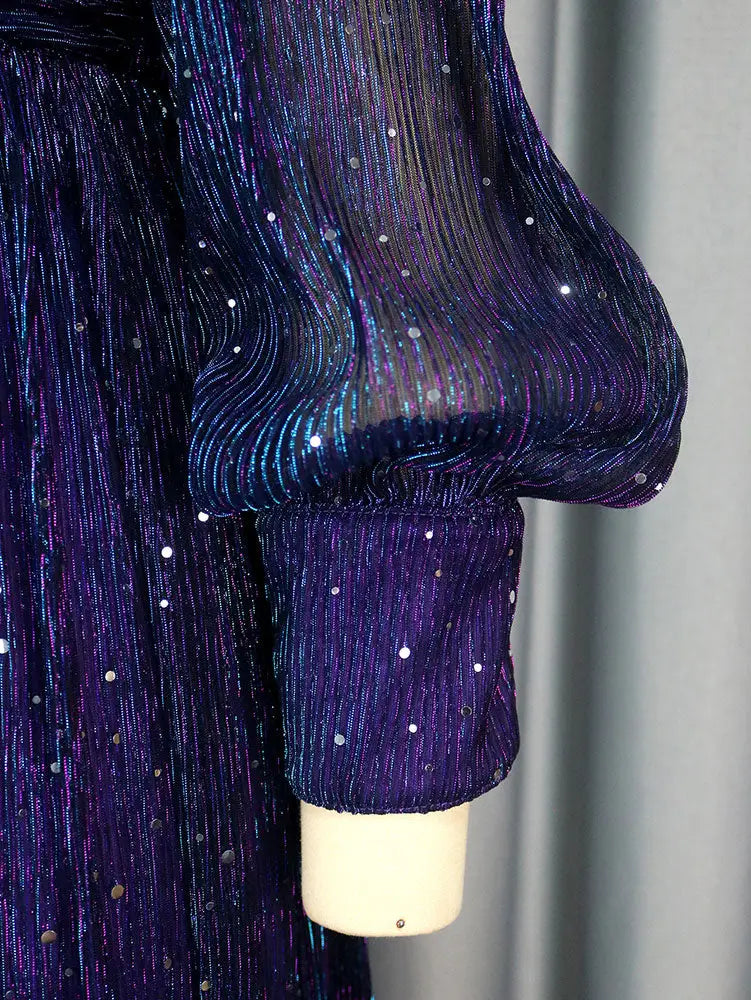 AOMEIDRESS Purple Sequins A Line Dress Party Wedding Evening Outfits