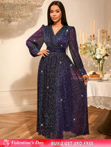 AOMEIDRESS Purple Sequins A Line Dress Party Wedding Evening Outfits Purple / S