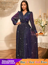 AOMEIDRESS Purple Sequins A Line Dress Party Wedding Evening Outfits Purple / S
