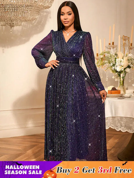 AOMEIDRESS Purple Sequins A Line Dress Party Wedding Evening Outfits Purple / S