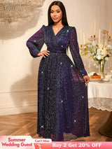 AOMEIDRESS Purple Sequins A Line Dress Party Wedding Evening Outfits Purple / S