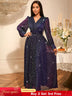 AOMEIDRESS Purple Sequins A Line Dress Party Wedding Evening Outfits Purple / S