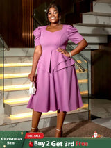 AOMEIDRESS Purple Wedding Party Outfits Short Sleeve Commuter Elegant