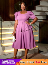AOMEIDRESS Purple Wedding Party Outfits Short Sleeve Commuter Elegant