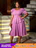 AOMEIDRESS Purple Wedding Party Outfits Short Sleeve Commuter Elegant