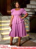 AOMEIDRESS Purple Wedding Party Outfits Short Sleeve Commuter Elegant