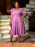 AOMEIDRESS Purple Wedding Party Outfits Short Sleeve Commuter Elegant