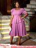 AOMEIDRESS Purple Wedding Party Outfits Short Sleeve Commuter Elegant