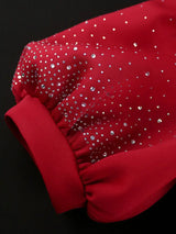 AOMEIDRESS Red Birthday Dress Short Sleeve A Line Pleated Mini Dress