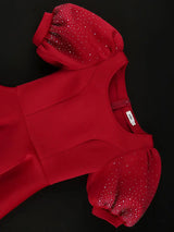 AOMEIDRESS Red Birthday Dress Short Sleeve A Line Pleated Mini Dress