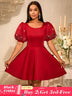 AOMEIDRESS Red Birthday Dress Short Sleeve A Line Pleated Mini Dress Wine / S