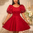 AOMEIDRESS Red Birthday Dress Short Sleeve A Line Pleated Mini Dress Wine / S