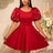 AOMEIDRESS Red Birthday Dress Short Sleeve A Line Pleated Mini Dress Wine / S