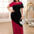 red lace patchwork maxi dresses for women